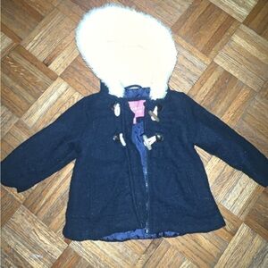 Wippette Navy Blue Puffer Coat with Faux Fur Hood